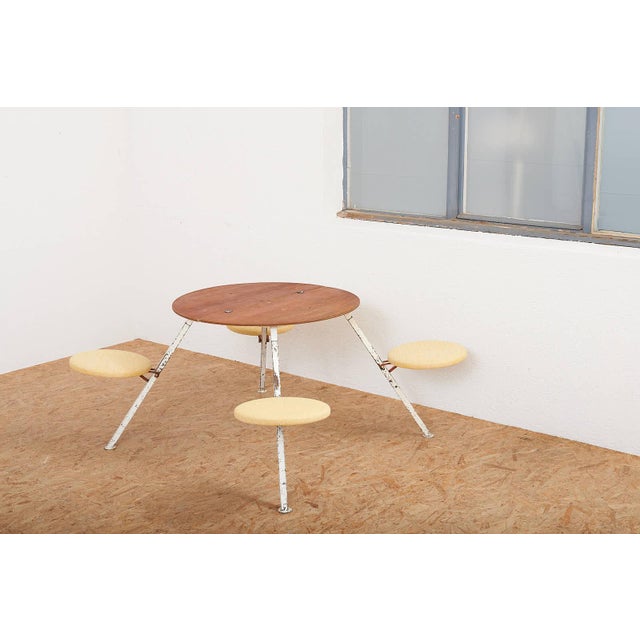 Table Set with White Metal Frame and Plywood Tabletop For Sale - Image 14 of 16