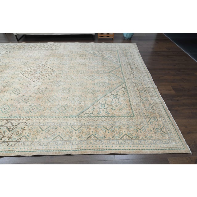 Textile 1970s Vintage Persian Handmade Wool Cotton Yellow Area Rug For Sale - Image 7 of 11