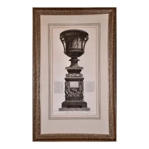 A Framed 18th C. Etching of an Ancient Marble Vase From Hadrian's Villa by Giovanni Piranesi, 1778