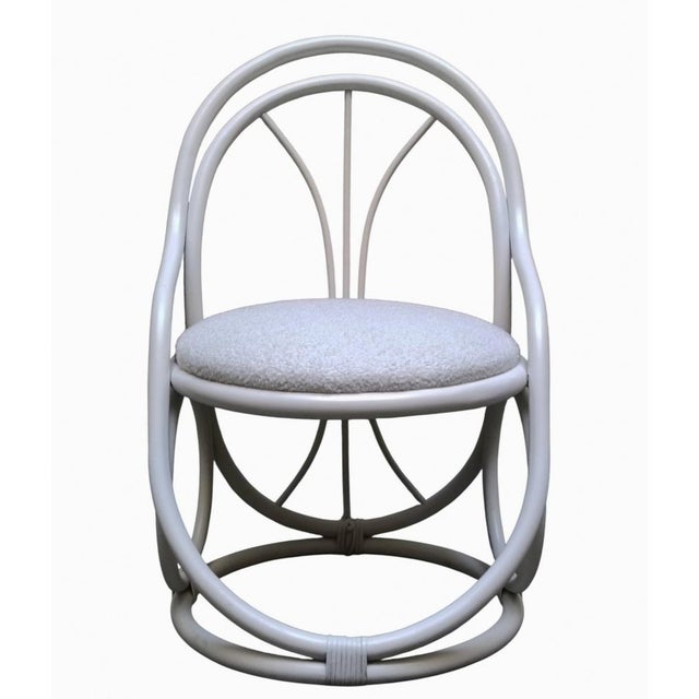 Mid-Century Modern White Lacquered Wood and Fabric Armchair, Italy, 1960s For Sale - Image 3 of 7