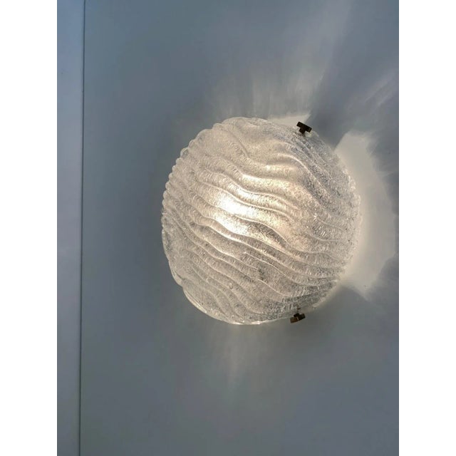 Metal Mid-Century Ice Glass Flush Mount or Wall Light, Germany, 1960s For Sale - Image 7 of 18