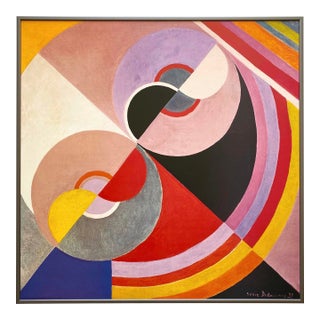 Sonia Delaunay Vintage 1990 Modernist Lithograph Print Framed Extra Large French Art Deco Poster " Rythme Et Couleur " 1939 For Sale