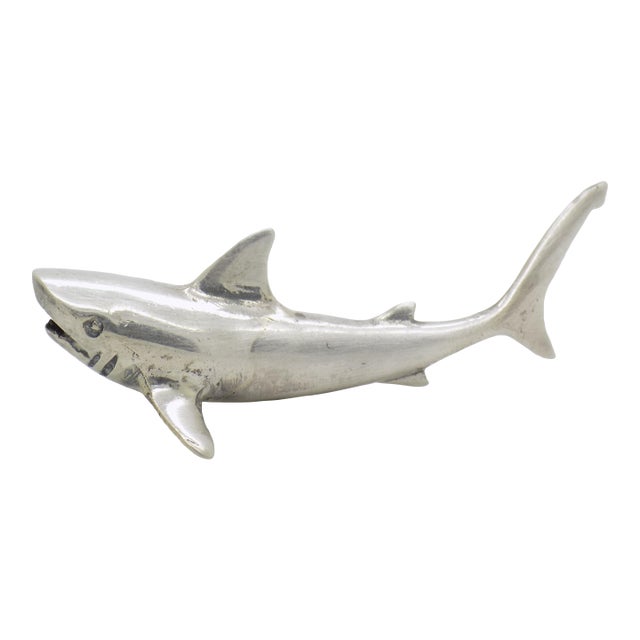 Vintage Italian Handmade Genuine Silver Large Shark Figurine Sculpture, Made in Tuscany (Arezzo) For Sale