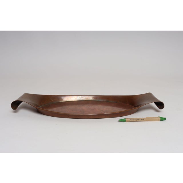 Sculptural Arts and Crafts Copper Gondola Oval Tray Attributed to w.a.s. Benson For Sale - Image 9 of 15