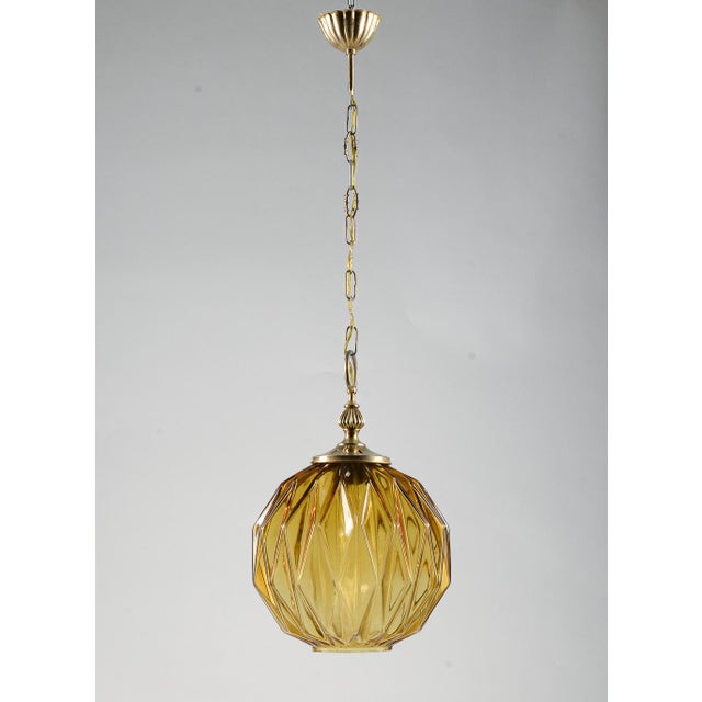 Pendant Light in Facetted Amber Glass by Targetti Stankey, Italy, 1980s For Sale - Image 3 of 10
