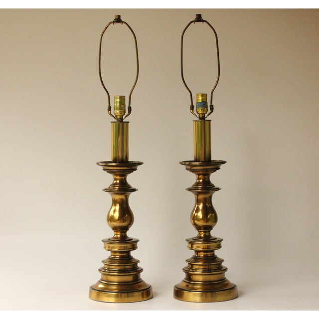 Westwood Brass Candlestick Lamps A Pair Chairish