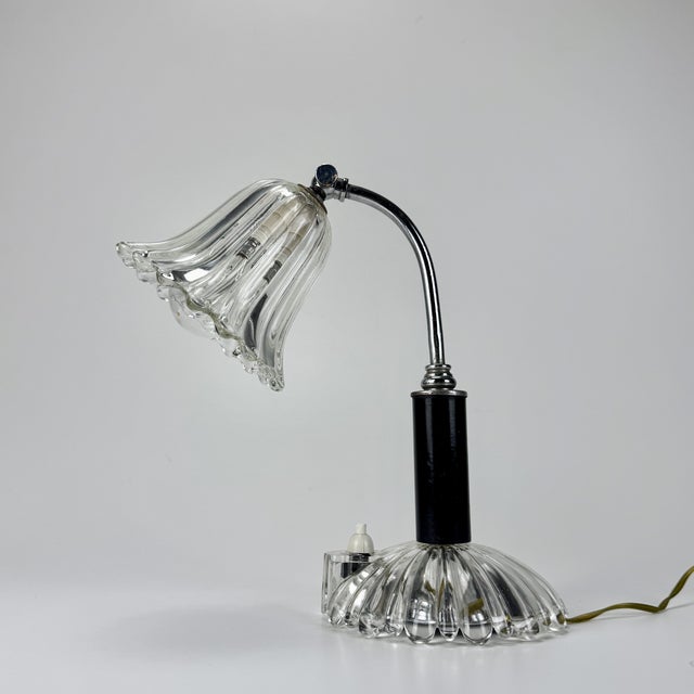 Clear Murano Glass Table Lamp from Barovier & Toso, Italy, 1940s For Sale - Image 6 of 7