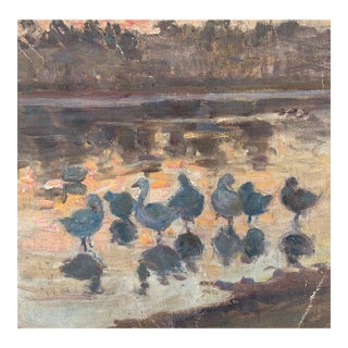 Impressionism River Oil Painting, Ukrainian Art, 1960s 30-31 For Sale
