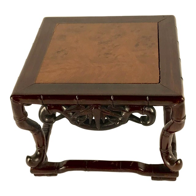 Vintage Chinese Rosewood Stand With Burl Top For Sale