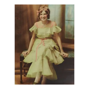 Vintage 1920's Hand Tinted Glamour Photograph Seated Young Woman Paris Texas