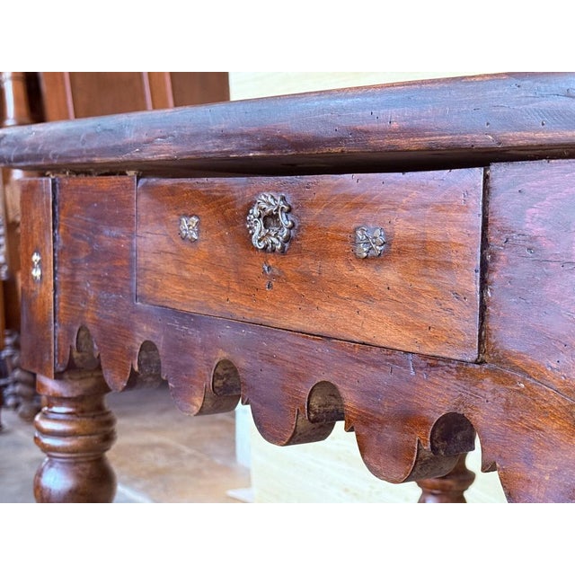 Brown French Carved Walnut Desk on Wheels, 1890s For Sale - Image 8 of 10