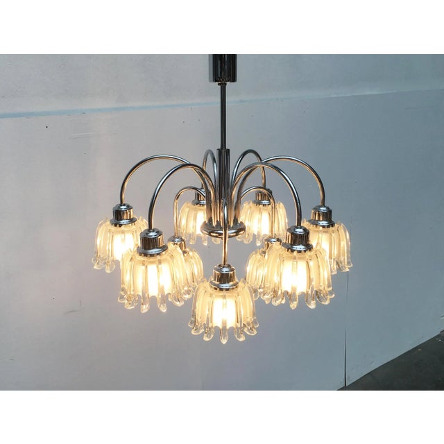 German Type 9471 Glass and Metal Chandelier from Richard Essig, 1970s For Sale - Image 10 of 15