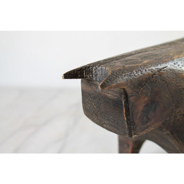 Hand Carved Crate and Barrel Brown Wood Bull Figurine Sculpture For Sale - Image 13 of 13