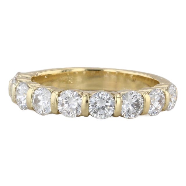 1.26ctw Diamond Wedding Anniversary Band 18k Yellow Gold Sz 5.25 Stackable Ring For Sale