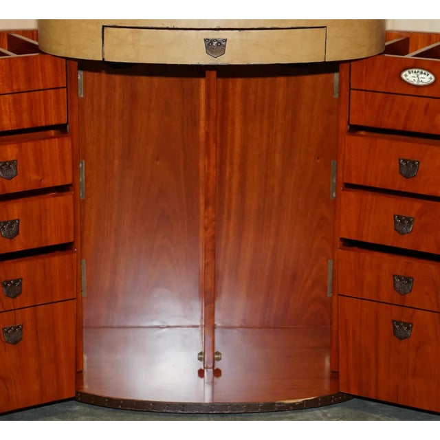 Jean-Michel Frank Starbay Marie Galante Makeup Travel Luggage Dressing Table & Brown Leather Chair For Sale - Image 4 of 18