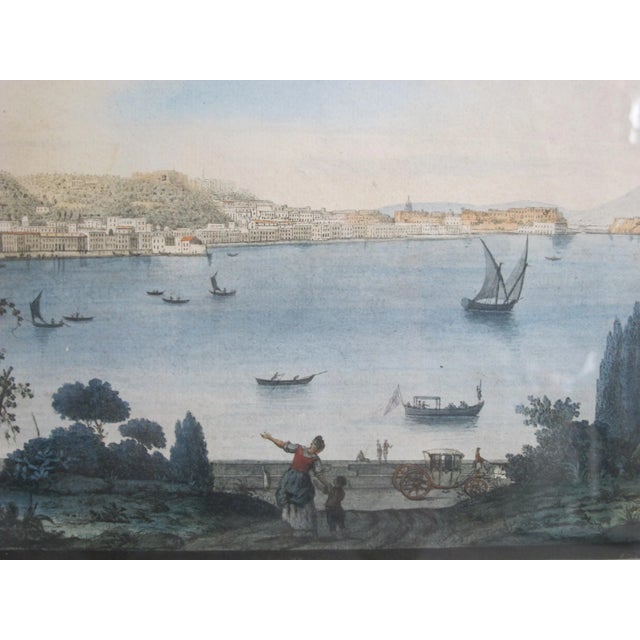 Pietro Fabris 1776 Watercolor Engraving Plate III View of Naples From Pausilipo For Sale - Image 4 of 9