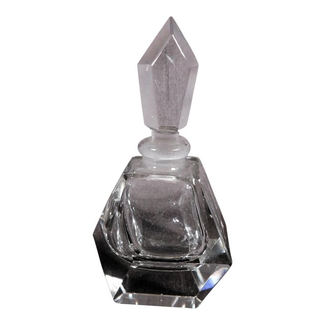 1980s Small Cut Crystal Perfume Bottle For Sale