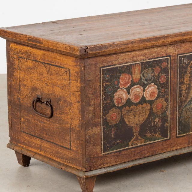 1836 Austrian Hand-Painted Folk Art Trunk With Madonna For Sale - Image 12 of 18