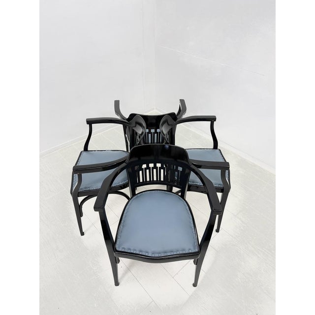 Antique Vienna Secession No. 714 Armchairs by Gustav Siegel for Jacob & Josef Kohn, 1890s, Set of 4 For Sale - Image 9 of 18