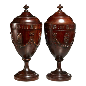 Pair George III Style Mahogany Knife/Cutlery Urns