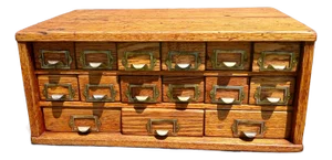 Antique Oak 15 Drawer Counter Top Store Hardware Cabinet 1900s Era