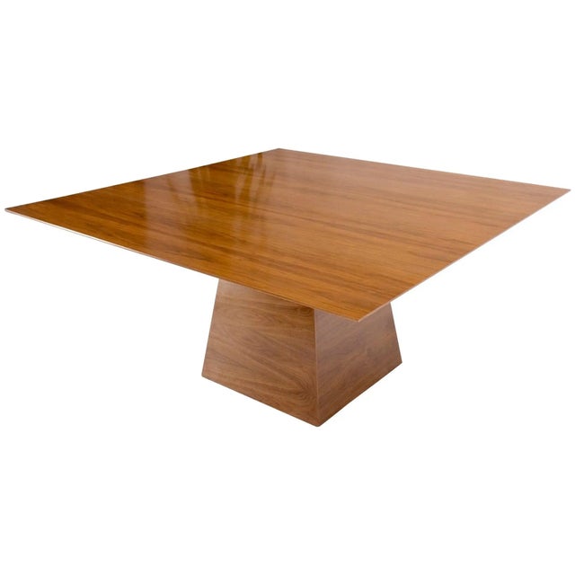 Large Modern Studio Square Walnut Pyramid Shape Base Dining Conference Table For Sale - Image 13 of 13