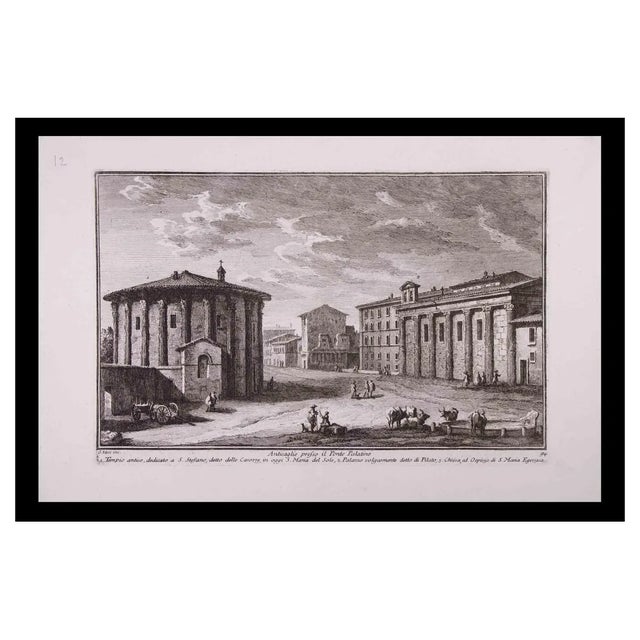 Giuseppe Vasi, Anticaglie Preso Il Ponte Palatino, Etching, Late 18th Century For Sale