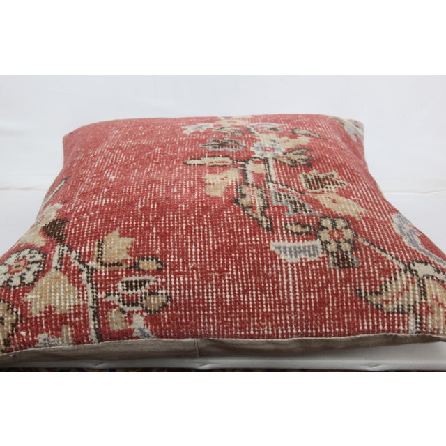 Handwoven Vintage Red Tone Rug Pillow Cover - 20'' X 20'' For Sale - Image 4 of 9