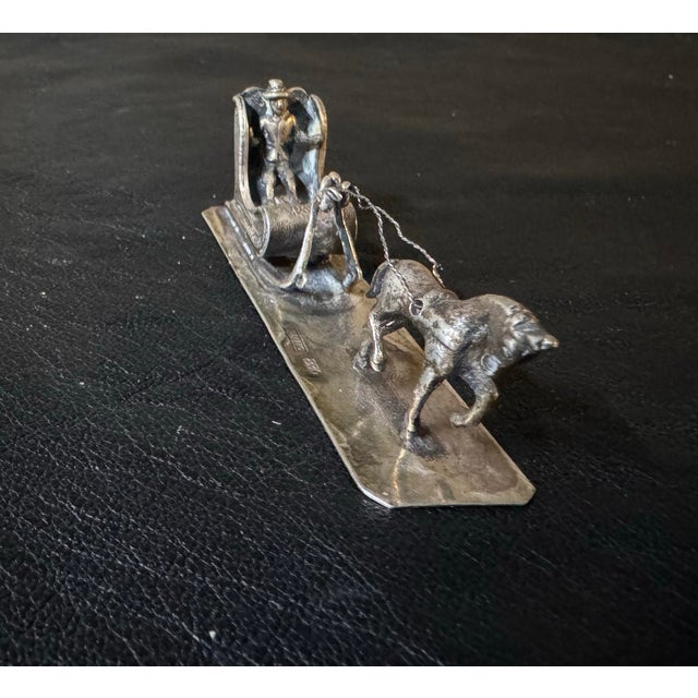 Traditional Early 20th Century Dutch Staring Silver 830 Miniature Horse Drawn Object For Sale - Image 3 of 7