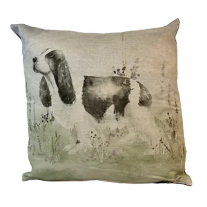 Square Decorative Pillow Adorned With a Stately Cocker Spaniel Dog Portrait - Made in the U K