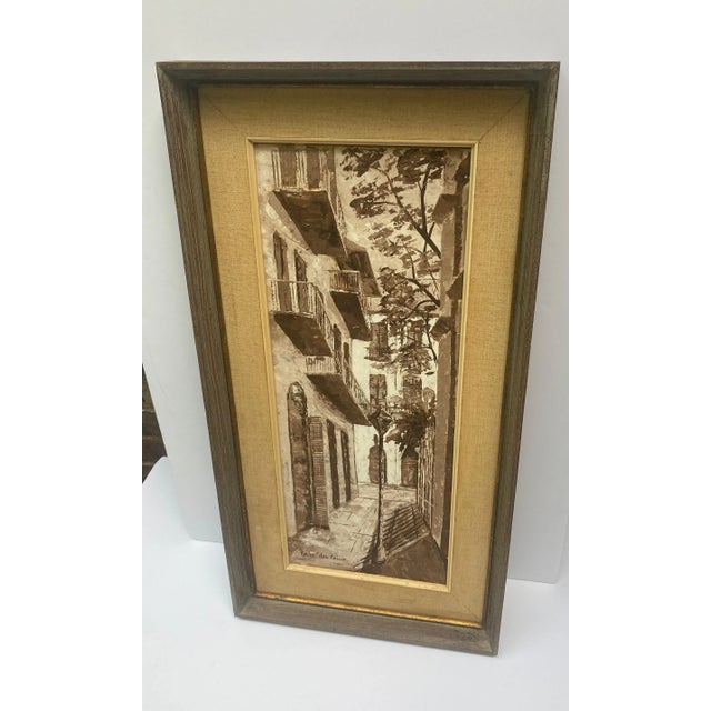 Wood 20th Century French Village Painting, Framed For Sale - Image 7 of 7