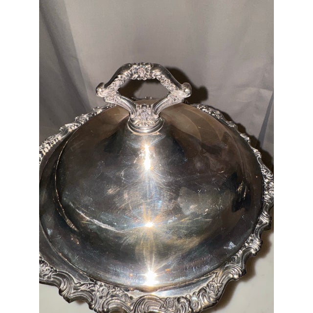 Silver Vintage Webster Wilcox / Oneida Silver-Plated Chafing Dish Pan & Lid With Wood Handle For Sale - Image 8 of 11