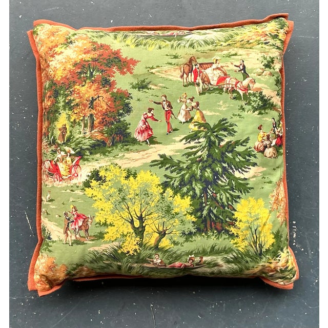 English Vintage Regency Pastoral Throw Pillow For Sale - Image 3 of 7