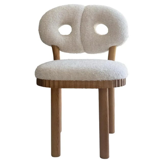 White June Chair in Natural Oak and Bouclé Sauvage Fischbacher Fabric by Jérôme Bugara For Sale - Image 8 of 8