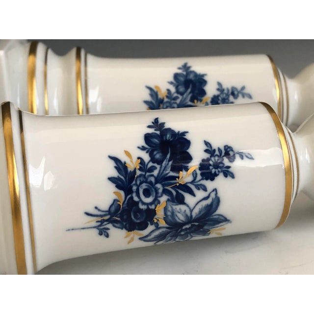 Pair of Meissen Porcelain Aquatinta Candlesticks Flower