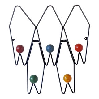 Mid-Century Modern Wall Coat Rack by Roger Feraud for Dupré-Hauser, 1950s For Sale