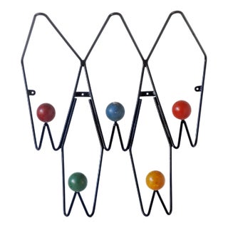 Mid-Century Modern Wall Coat Rack by Roger Feraud for Dupré-Hauser, France, 1950s For Sale