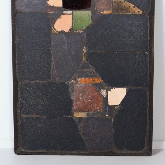 Metal Rectangular Ceramic and Brass Slate Coffee Table by Paul Kingma, 1970s For Sale - Image 7 of 11