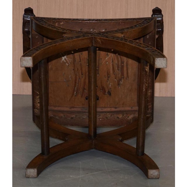 Set of Anglo Chinese Hand Carved Savonarola Armchairs, 1900s For Sale - Image 12 of 18