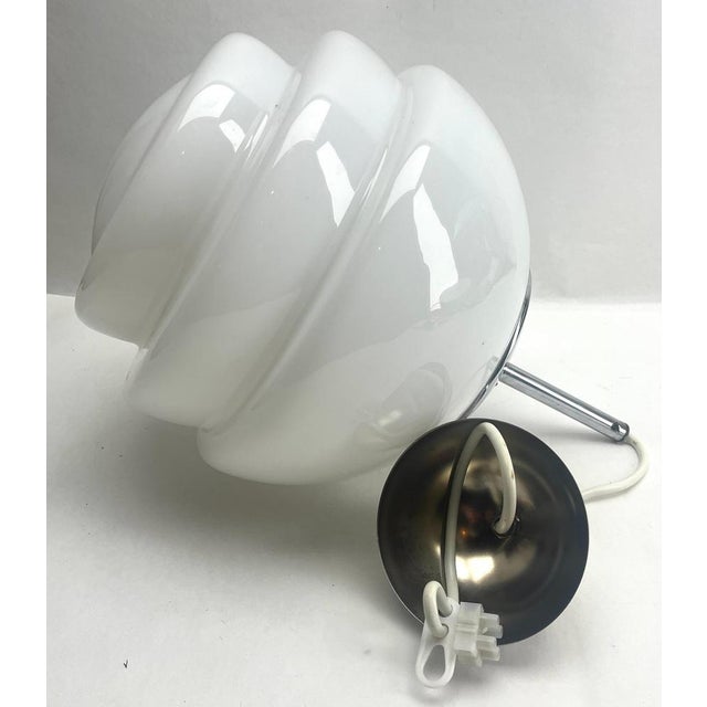 German Pendant Lamp with Opaline Shade and Chrome Fittings, 1950s For Sale - Image 12 of 17
