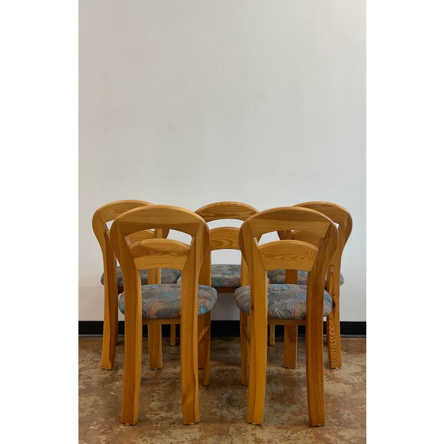 Brown Set of 5 Pine Dining Chairs, Manner of Ranier Daumiller For Sale - Image 8 of 17