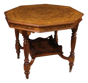 20th Century Octagonal Inlaid Wood Table, 1920s