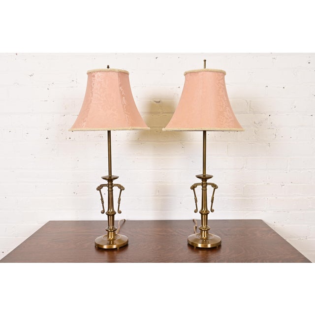 Ralph Lauren Style Art Deco Brass Table Lamps, Pair For Sale - Image 15 of 15