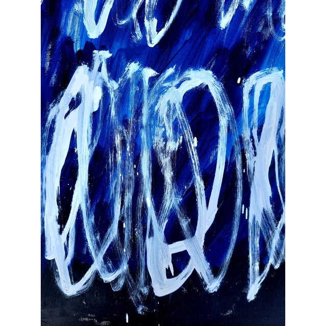 Abstract 19.6" X 25.5" - Cy Twombly Inspired Abstract Original Oil Painting, Unframed For Sale - Image 3 of 7