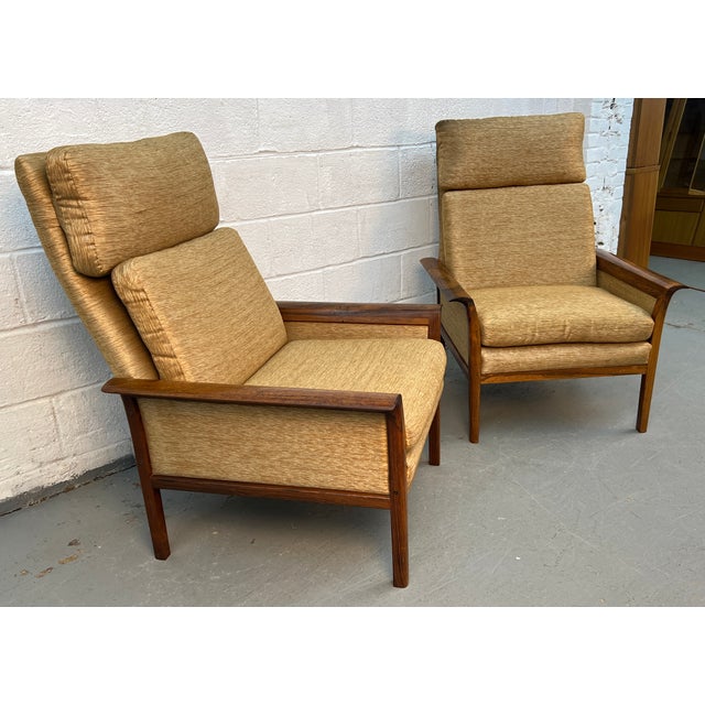 Mid-Century Modern Mid-Century Modern High-Back Armchairs W/ Curved Armrests For Sale - Image 3 of 13