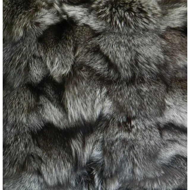 New beautiful silver fox pillow with dark gray Italian cashmere backing. Made by Galart International