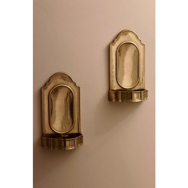 Mid-Century Arts and Crafts Swedish Brass Sconces, Set of 2 For Sale - Image 4 of 10
