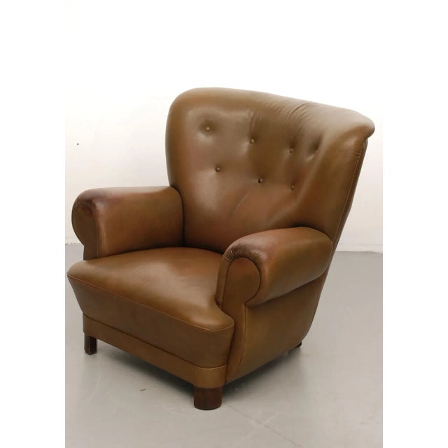 Vintage Danish Club Chair in Leather For Sale - Image 9 of 11