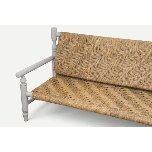 Vintage Bench in Braided Rope and Painted Wood, 1950s For Sale - Image 9 of 18