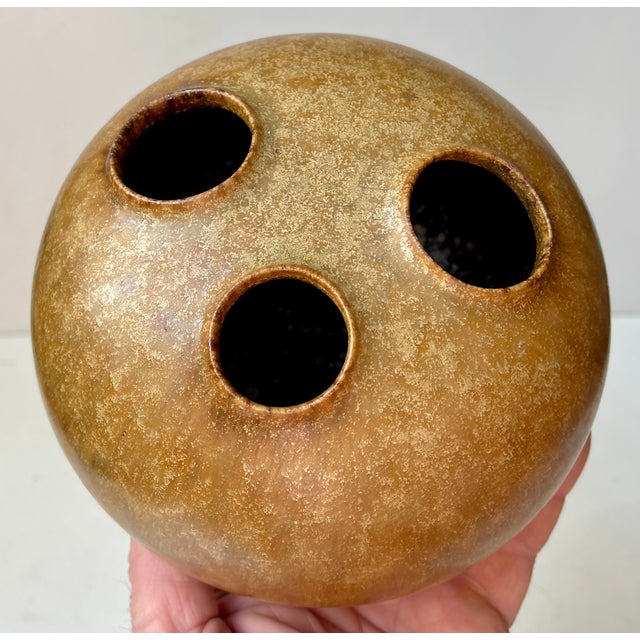 1960s Brown Glazed Organic Modern Moonfrog Vase by Kirsten Günther for Knabstrup, 1960s For Sale - Image 5 of 11